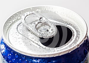 Water droplets on the surface of cold drink can