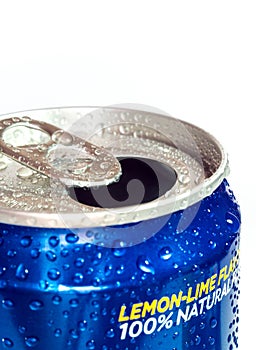 Water droplets on the surface of cold drink can