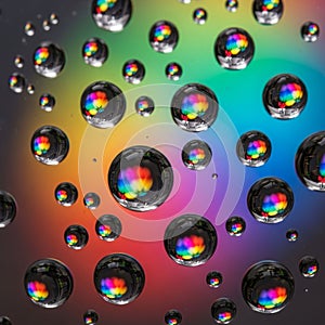 Droplets vary in size and create a striking optical effect with