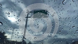 water droplets on the windshield of the car