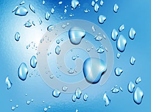 Water drops on blue background