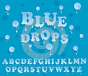 Water drops alphabet. Glossy letterhead design.