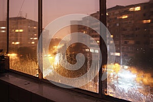 Water drops on apartment window