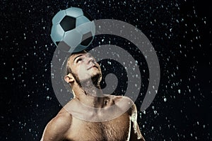 Water drops around football player