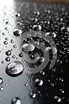 Water Drops on Black Surface