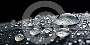 Water Drops on Black Surface