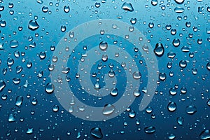 Water Drops On Blue Background