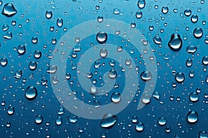Water Drops On Blue Background