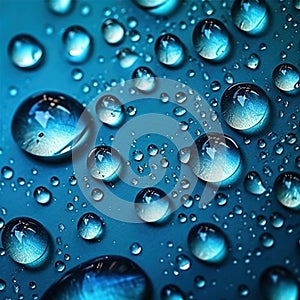 Water drops on the blue background, created with generative AI
