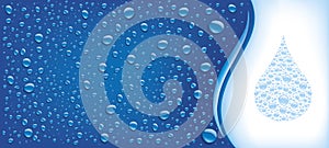 water drops on blue background with place for text