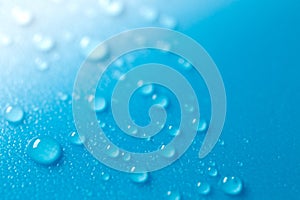 water drops on a blue background with white gradient.Fluid texture in cold tones.Wallpaper blau phone.macro drops set