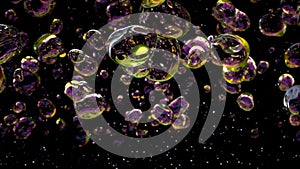 Water Drops bubbles on black background. 3d rendering