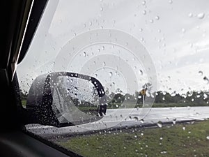 Water drops on a car glass.
