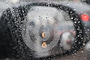 Water drops on car glass