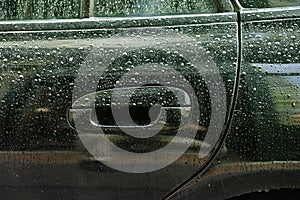 Water drops on car lateral side