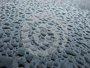 Water Drops on Car Metallic Surface