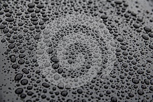 Water drops on car body. Hydrophobic effect.