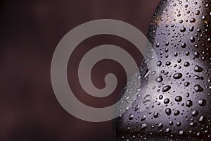 Water drops on cold bottle of beer