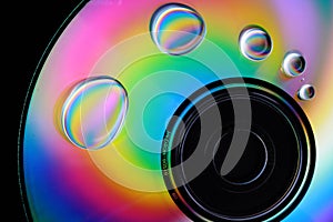 Water drops and colors on CD