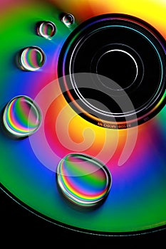 Water drops and colors on CD