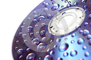 Water drops on compact disc