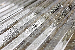 Water Drops on Corrugated Roof