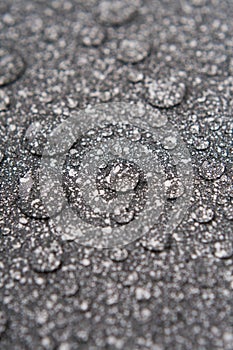 Water drops on the dotted surface close up