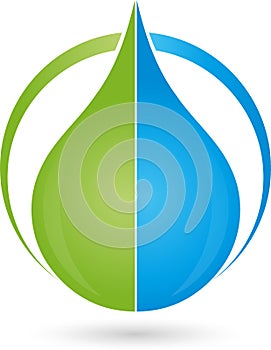 Water drops, drops, leaf, logo
