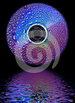 Water drops on dvd-disk.