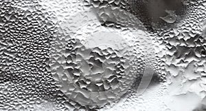 Water Drops On Foil Grey White Background, Texture colorful water drop. Abstract detail of moisture condensation problems, hot