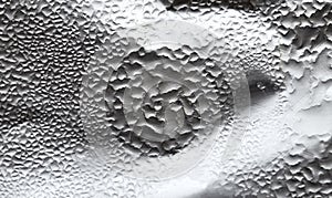 Water Drops On Foil Grey White Background, Texture colorful water drop. Abstract detail of moisture condensation problems, hot