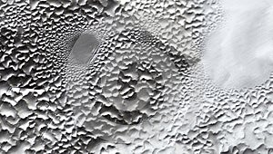 Water Drops On Foil Grey White Background, Texture colorful water drop. Abstract detail of moisture condensation problems, hot