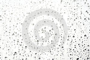 Water drops on glass. Rain droplets on window surface