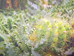 water drops on glass surface as background