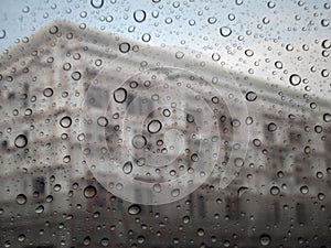 water drops on glass surface as background