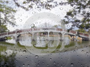 water drops on glass surface as background