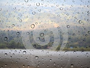 water drops on glass surface as background