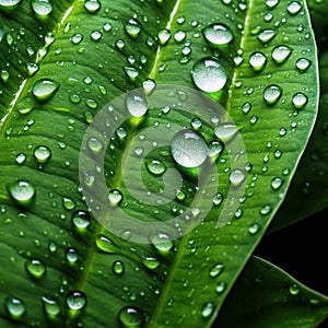 Water drops on green leaf. Rain drops on green leaf macro photo water drops of dew.