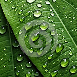 Water drops on green leaf. Rain drops on green leaf macro photo water drops of dew.