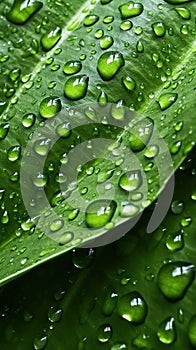 Water drops on green leaf. Rain drops on green leaf macro photo water drops of dew.