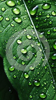 Water drops on green leaf. Rain drops on green leaf macro photo water drops of dew.