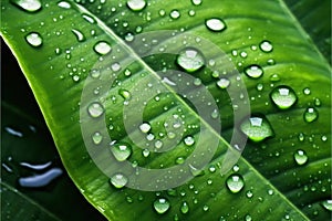 Water drops on green leaf. Rain drops on green leaf macro photo water drops of dew.