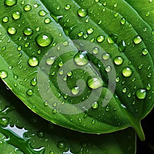 Water drops on green leaf. Rain drops on green leaf macro photo water drops of dew.