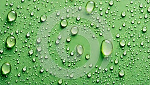 Water drops on green surface