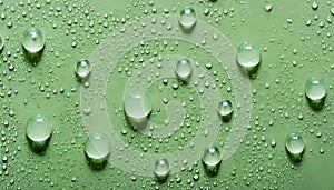 Water drops on green surface