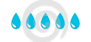 Water drops icons. Wetness or moisture scale symbol photo