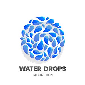 Water drops logo template.