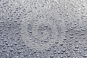 Water drops on a metallic surface