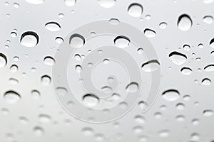 Water drops on mirror, water bubble drops wallpaper, rain drop on glass for background selective focus