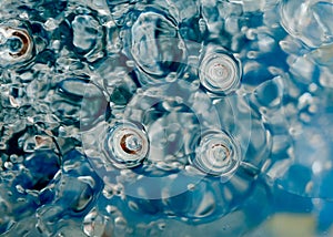 Water drops in motion close up with blur